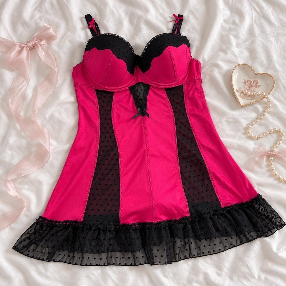 Y2K hot pink and black bustier mini dress Native fits like a medium